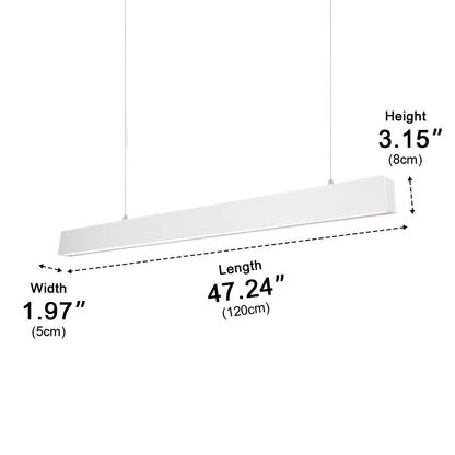 White Modern Minimalist Linear LED Long Strip Office Ceiling Pendant Lights