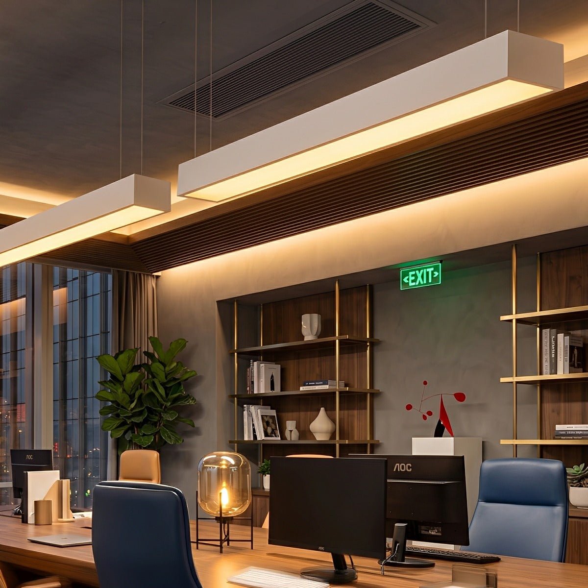 White Rectangle Strip LED Modern Recessed Hanging Linear Light