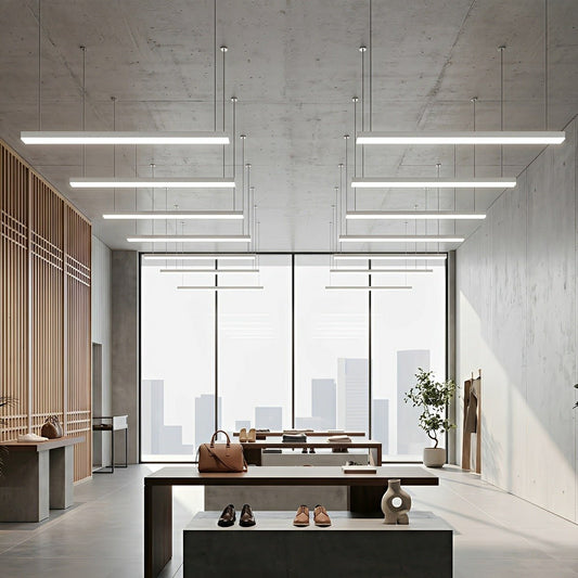 White Rectangle Strip LED Modern Recessed Hanging Linear Light