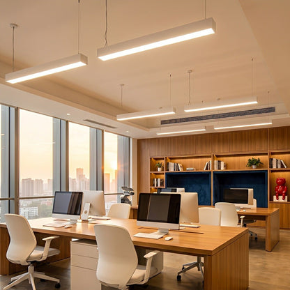 White Rectangle Strip LED Modern Recessed Hanging Linear Light