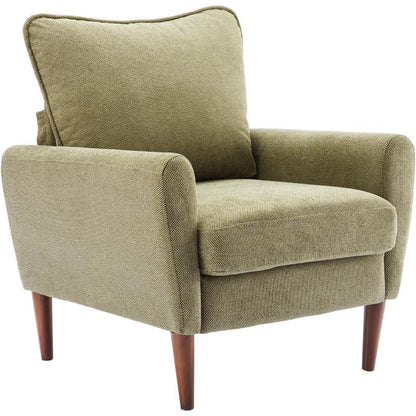 Wide Reading Chair – Cushioned Seat, Wood Legs, Modern