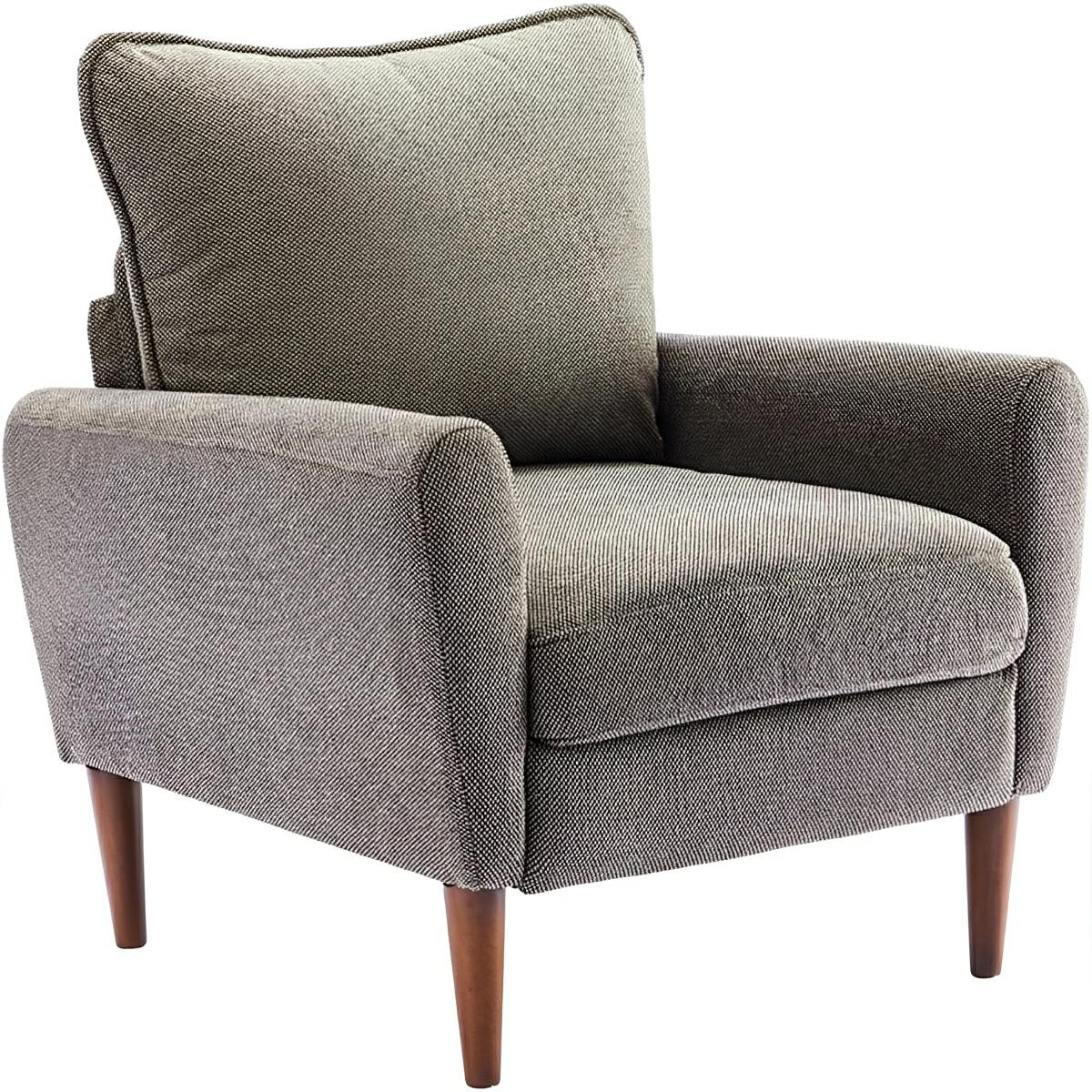 Wide Reading Chair – Cushioned Seat, Wood Legs, Modern