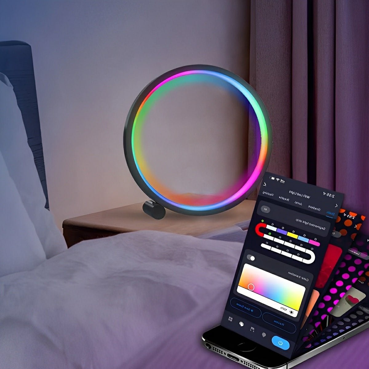WIFI RGB Dimming Ring - Round Dynamic Ambient Night Lights Table Lamp