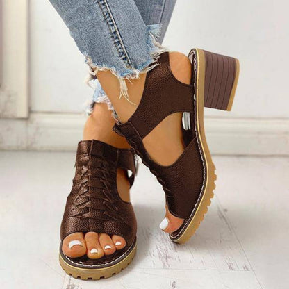 Women's Chunky Heel Peep-Toe Sandals
