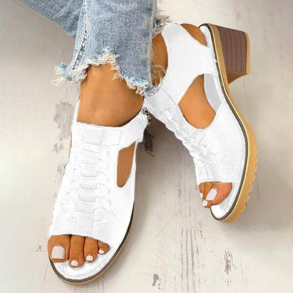 Women's Chunky Heel Peep-Toe Sandals