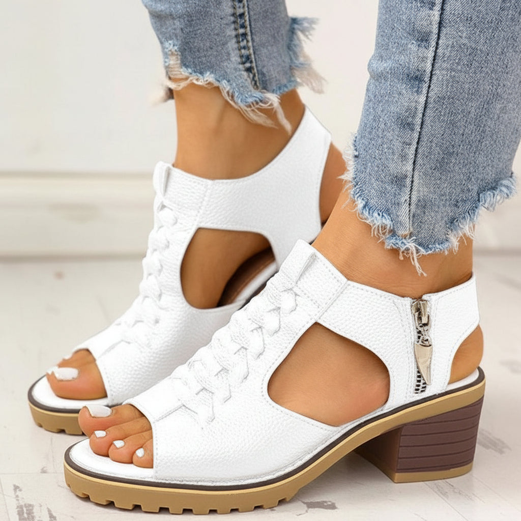 Women's Chunky Heel Peep-Toe Sandals