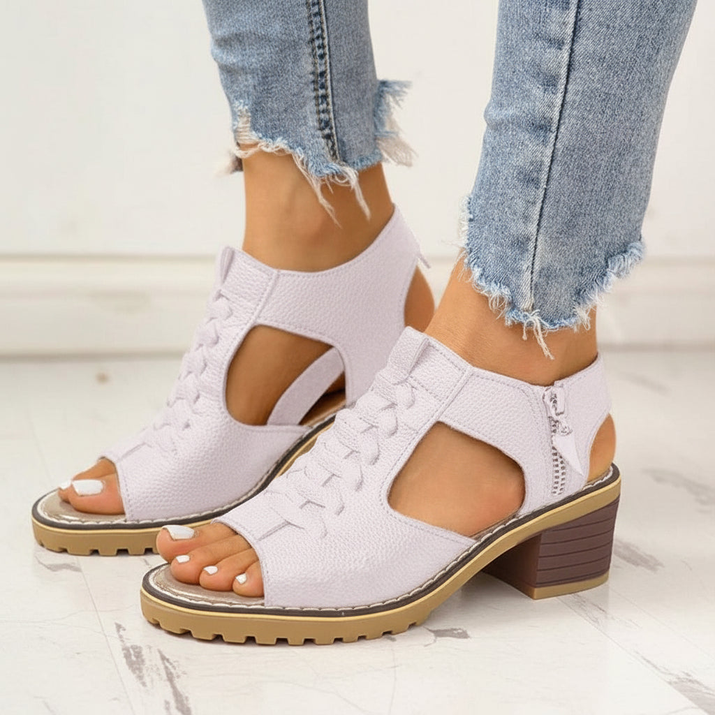 Women's Chunky Heel Peep-Toe Sandals