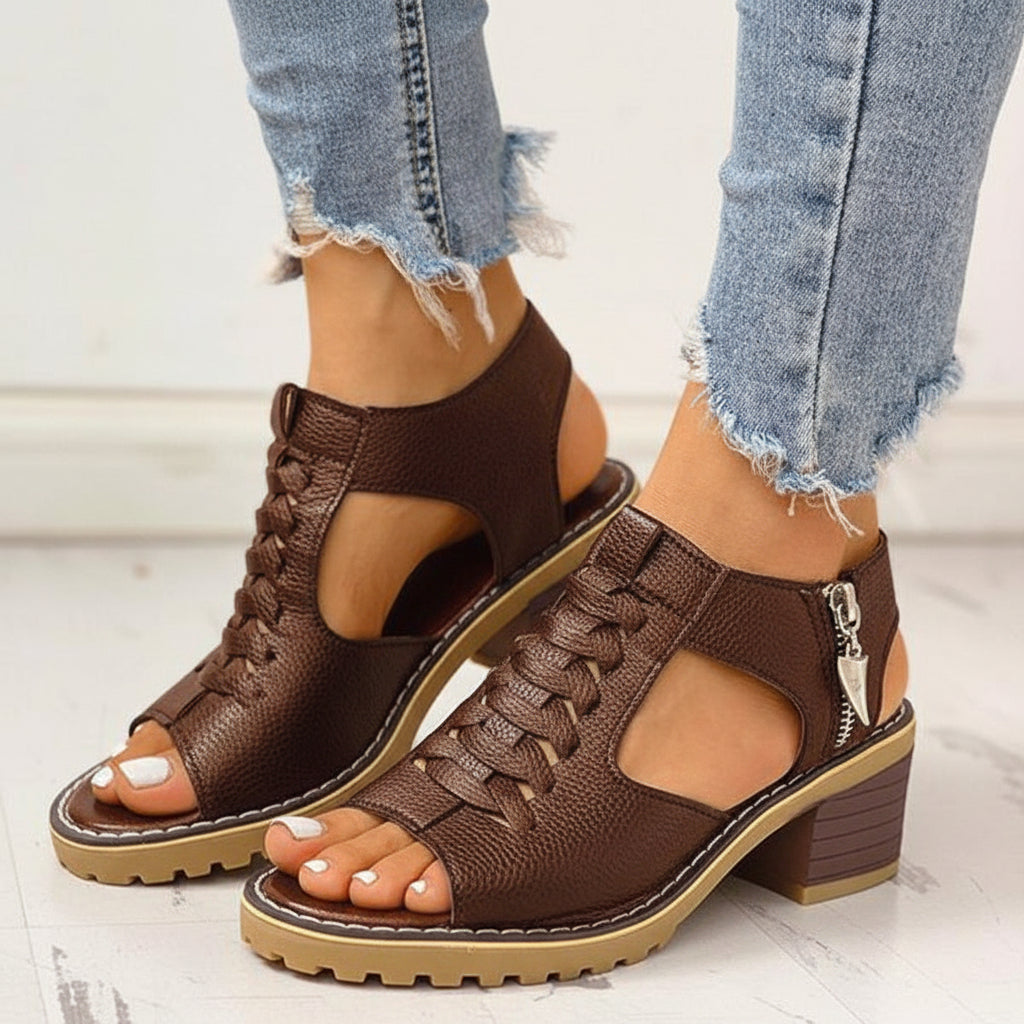 Women's Chunky Heel Peep-Toe Sandals