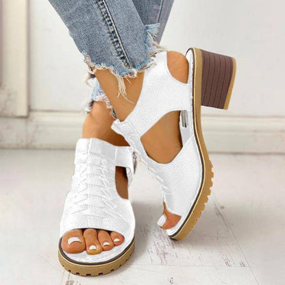 Women's Chunky Heel Peep-Toe Sandals