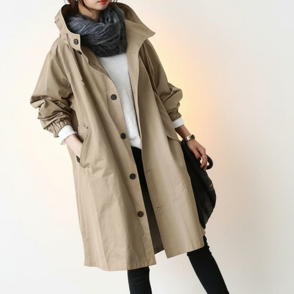 Hooded Waterproof Trench Coat for Women