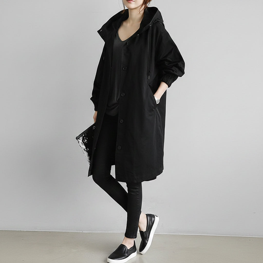 Hooded Waterproof Trench Coat for Women