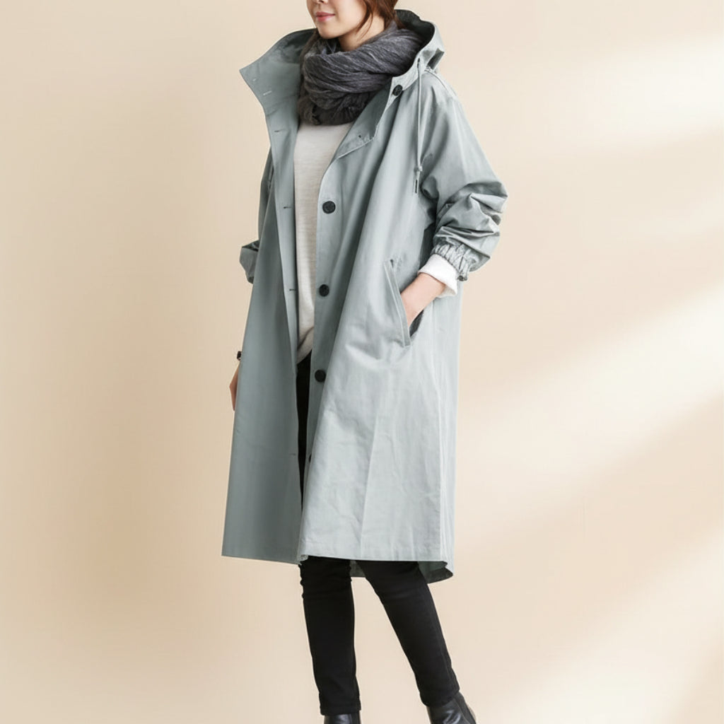 Hooded Waterproof Trench Coat for Women