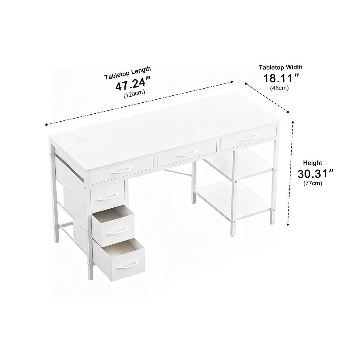 Wood Desk Office With Drawers