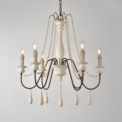 Wood Vintage Rustic Candle Chandelier Light