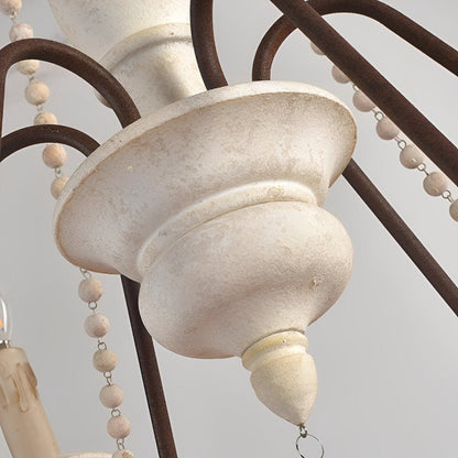 Wood Vintage Rustic Candle Chandelier Light