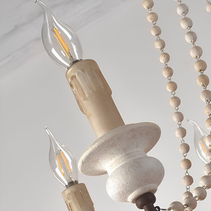 Wood Vintage Rustic Candle Chandelier Light