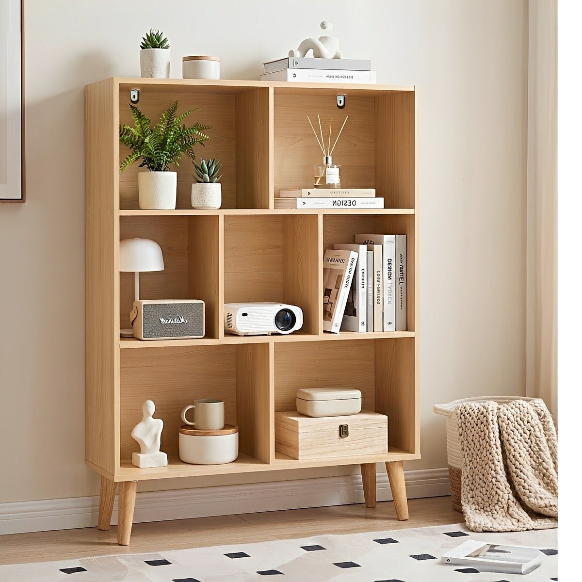 Wooden Cubic Bookshelf  3-Layer Cabinet Storage Shelf