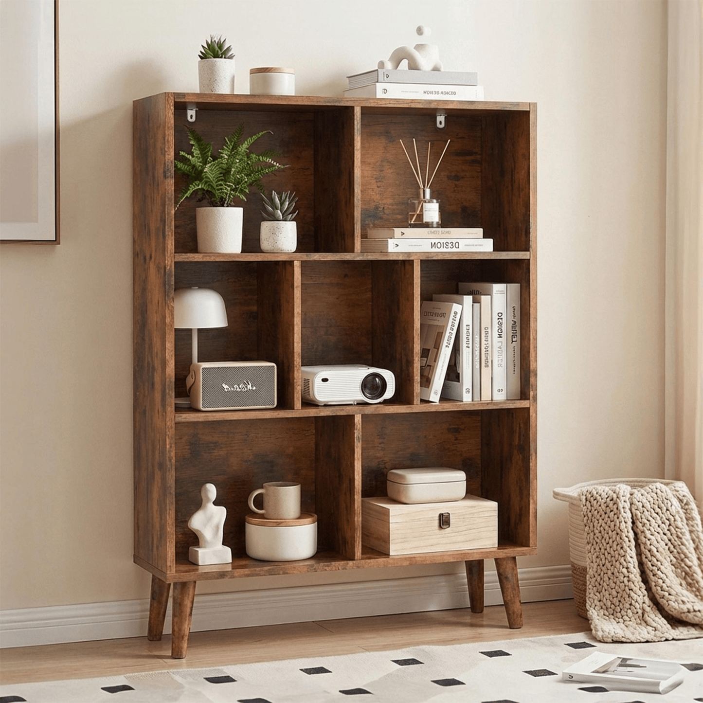 Wooden Cubic Bookshelf  3-Layer Cabinet Storage Shelf