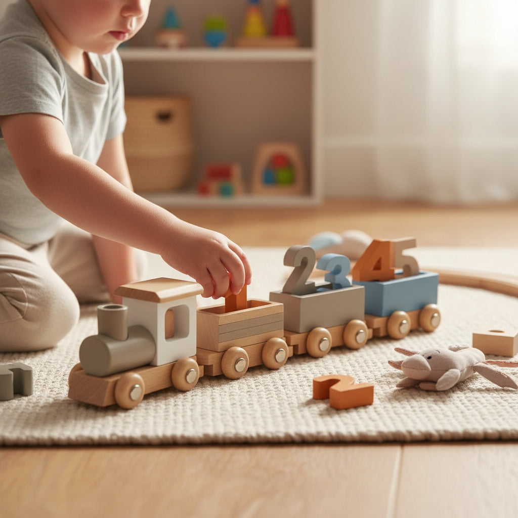 Wooden Train Set for Toddlers