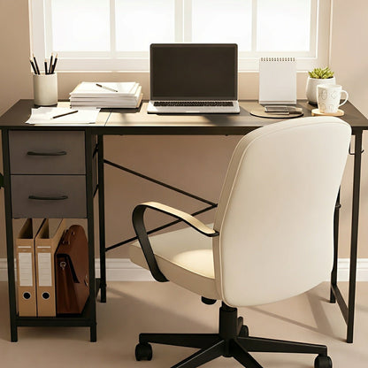 Wooden Writing Desk with Drawer & Hook for Home Office
